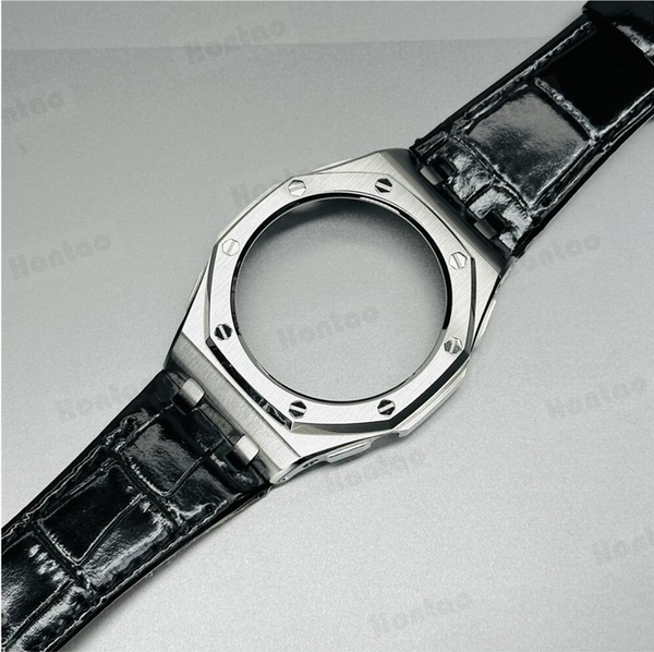 Bộ vỏ thép Bạc - Dây da ( Thế hệ 5 cao cấp ) ( Kích vào sản phẩm chọn màu dây )