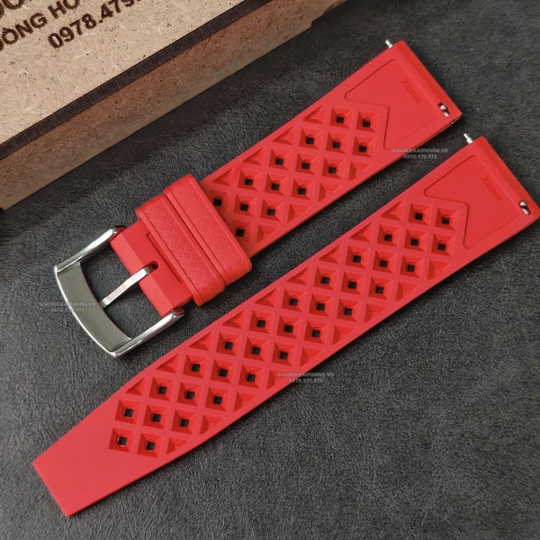 Dây cao su Flo cao cấp - Có vân và lỗ thoáng khí - size 20mm/ 22mm-Màu Đỏ