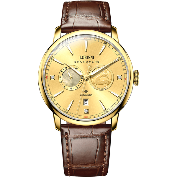 Đồng hồ nam chính hãng LOBINNI L19015-1 Mạ vàng 24k