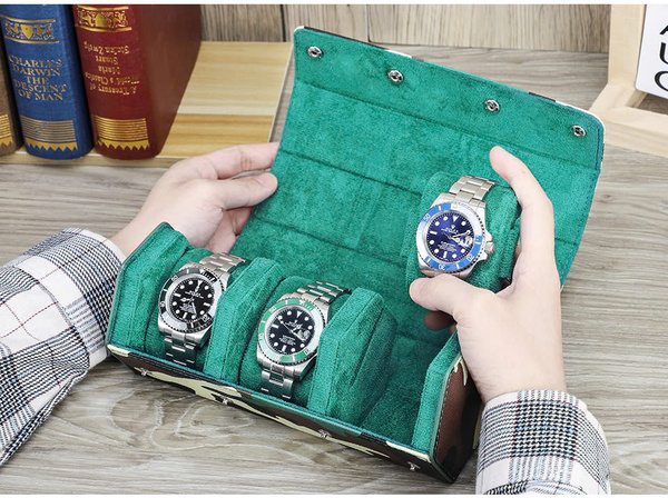 Hộp đựng đồng hồ  lục giác da bò màu camo