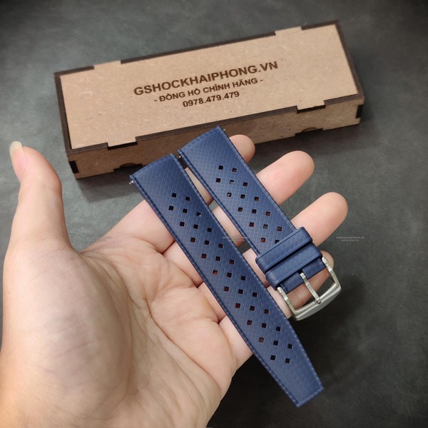 Dây cao su Flo cao cấp - Có vân và lỗ thoáng khí - size 20mm/ 22mm-Màu Xanh Navy