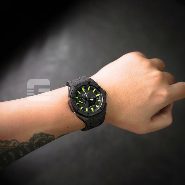 G-SHOCK GA-2100AP - BLACKOUT STARDUST X HYPER MINT GREEN