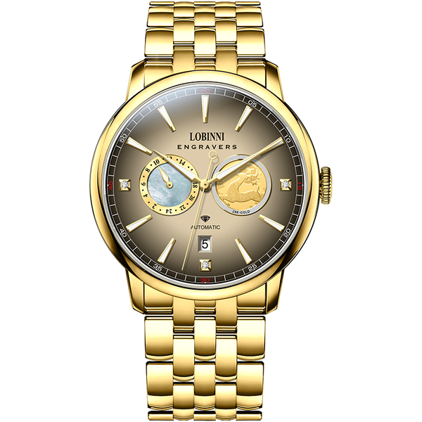 Đồng hồ nam chính hãng LOBINNI L19015-8 Mạ vàng 24k