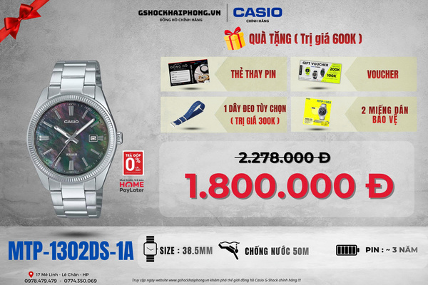 CASIO MTP-1302DS-1A - QUÀ TẶNG TRỊ GIÁ 600K 