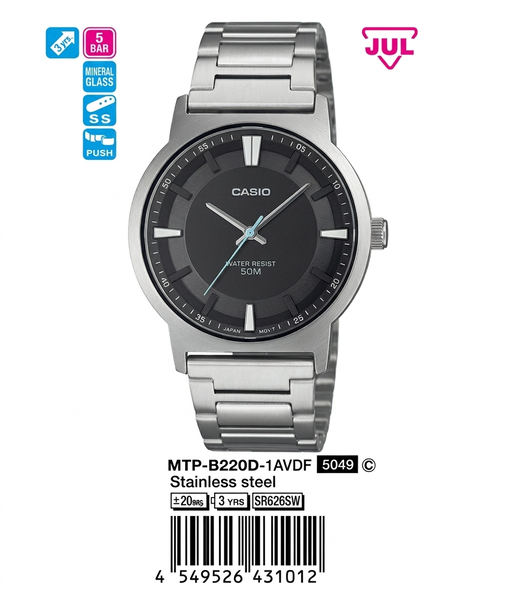 CASIO MTP-B220D-1A QUÀ TẶNG TRỊ GIÁ 600K 