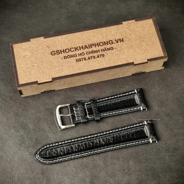 Dây da Bò Gân - Màu Đen Trắng - Size 20/22mm