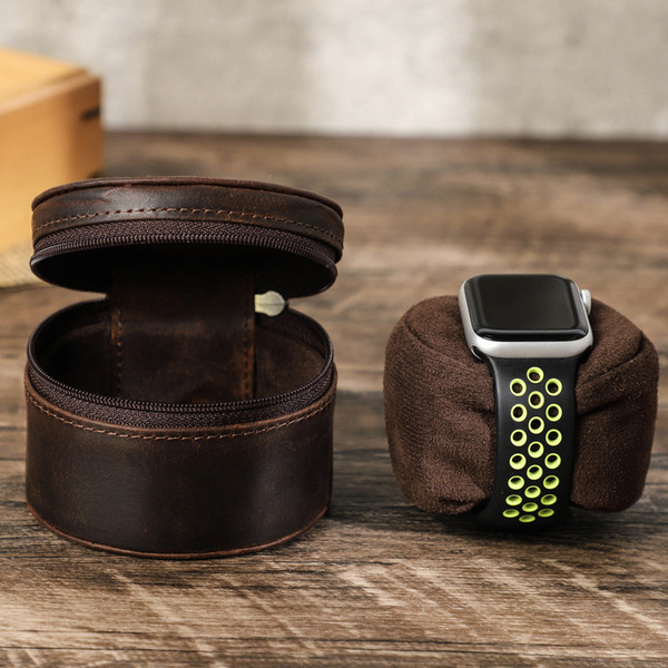 Hộp tròn cổ điển -  Da xịn Crazy Horse cao cấp