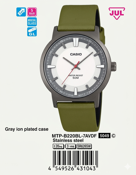 CASIO MTP-B220D-7A QUÀ TẶNG TRỊ GIÁ 600K 