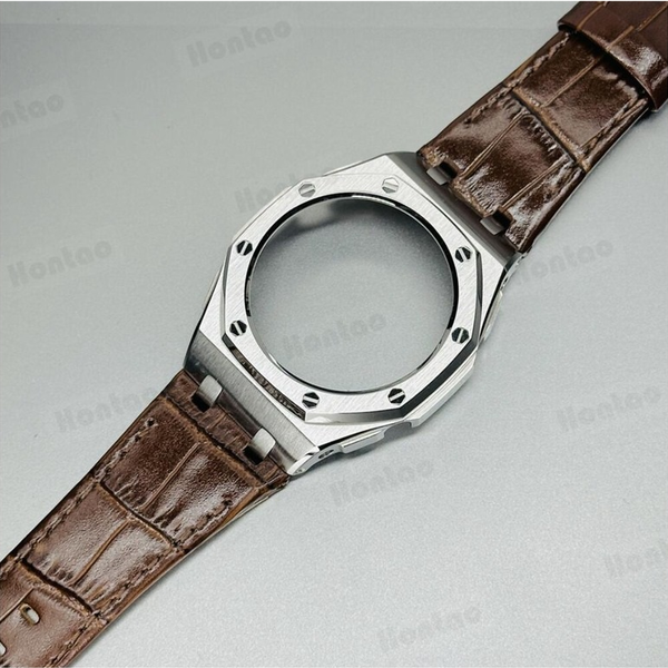 Bộ vỏ thép Bạc - Dây da ( Thế hệ 5 cao cấp ) ( Kích vào sản phẩm chọn màu dây )