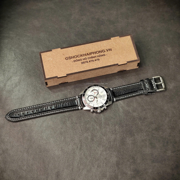 Dây da Bò Gân - Màu Đen Trắng - Size 20/22mm