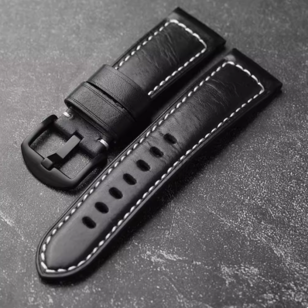 Dây da bò handmade màu đen - size 20mm/ 22mm/ 24mm/ 26mm