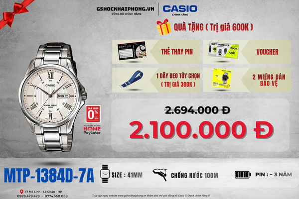  CASIO MTP-1384D-7A - QUÀ TẶNG TRỊ GIÁ 600K