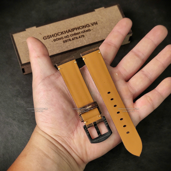 Dây da nâu Ngựa Điên - Size 20/22/24mm