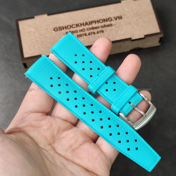 Dây cao su Flo cao cấp - Có vân và lỗ thoáng khí - size 20mm/ 22mm-Màu Xanh ngọc