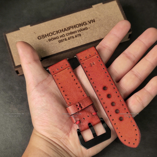 Dây da Bò - Màu Cam Đất - Size 18/20/22/24mm