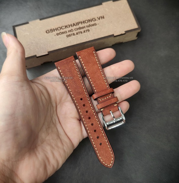 Da Ý nhập khẩu PUEPLO màu Retro - SIZE 20MM/ 22MM-Màu nâu