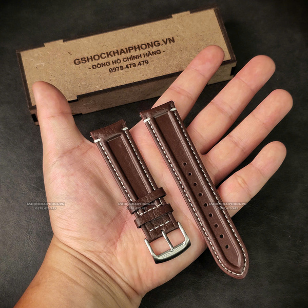 Dây da Bò Gân - Màu Nâu Đậm - Size 20/22mm