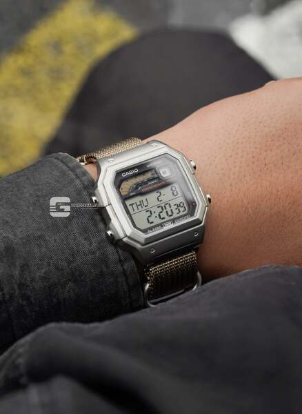 CASIO WS-1600H-1A ( Lắp thêm vỏ thép - Dây vải Military )