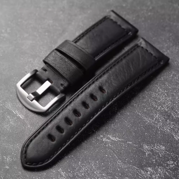 Dây da bò handmade màu đen - size 20mm/ 22mm/ 24mm/ 26mm