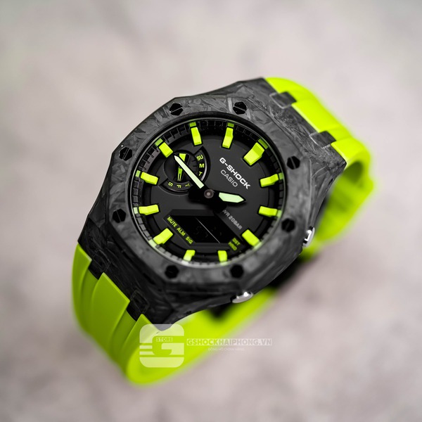 G-SHOCK GA-2100AP - HYPER GREEN KERMIT X CARBON FIBER CASE 