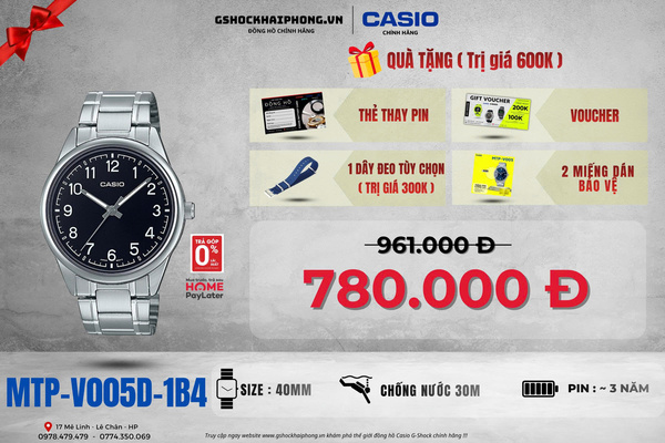 CASIO MTP-V005D-1B4 - QUÀ TẶNG TRỊ GIÁ 600k
