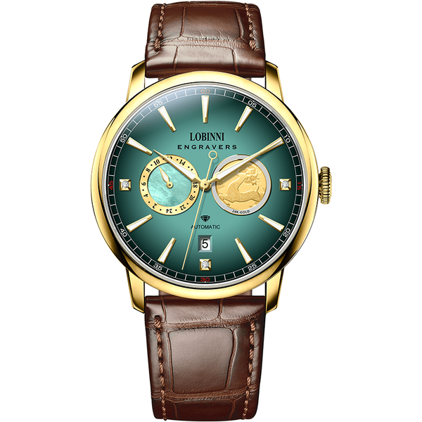 Đồng hồ nam chính hãng LOBINNI L19015-2 Mạ vàng 24k
