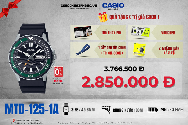 CASIO MTD-125-1A - QUÀ TẶNG TRỊ GIÁ 600K 
