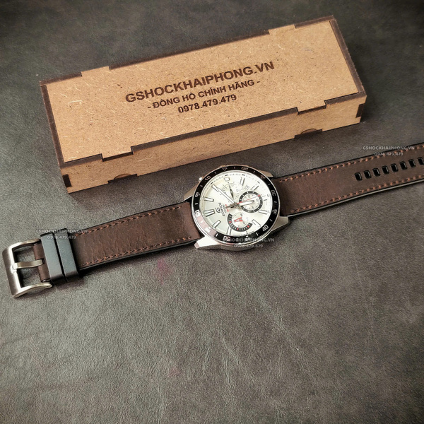 Dây da bọc cao su - Size 20/22/24mm - Màu Nâu