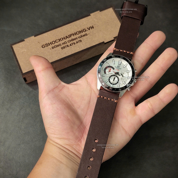 Dây da Bò - Màu Nâu - Size 20/22/24mm ( Khóa Bạc + Khóa Đen )