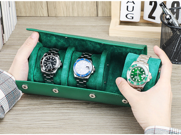 Hộp đựng đồng hồ da bò vân chéo chống bụi