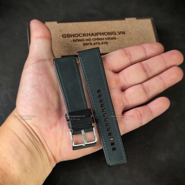 Dây da bọc cao su - Size 20/22/24mm - Màu Xanh Lá