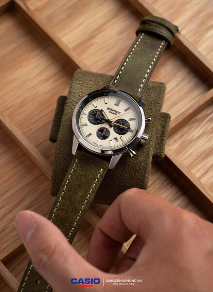 CASIO EDIFICE EFR-575L-7A ( lên dây da xanh rêu )