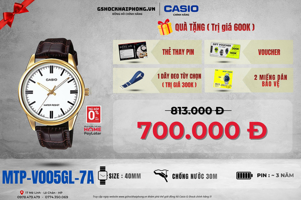  CASIO MTP-V005GL-7A - QUÀ TẶNG TRỊ GIÁ 600k